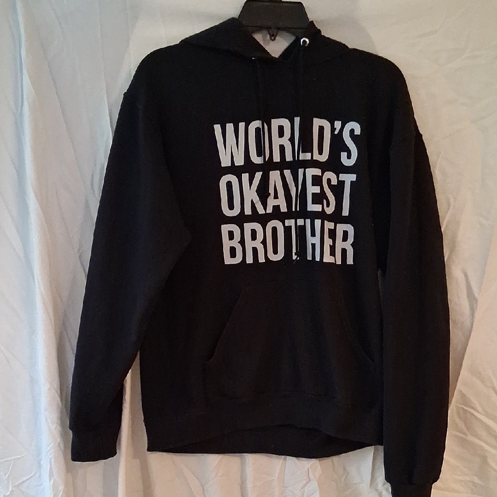 Jerzees Black Hoodie - World's Okayest Brother